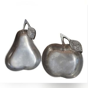 Pier 1 Aluminum Apple Pear Decorative Snack Bowls